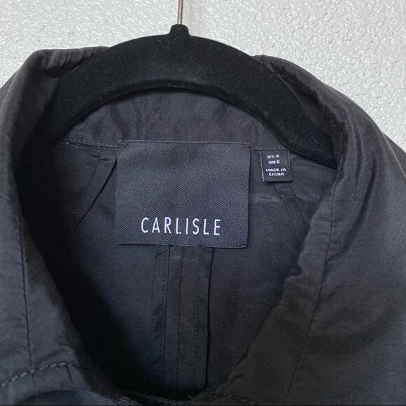 Carlisle Silk Blend Boxy Cropped Sleeve Black Jacket Size 4 - Picture 4 of 13